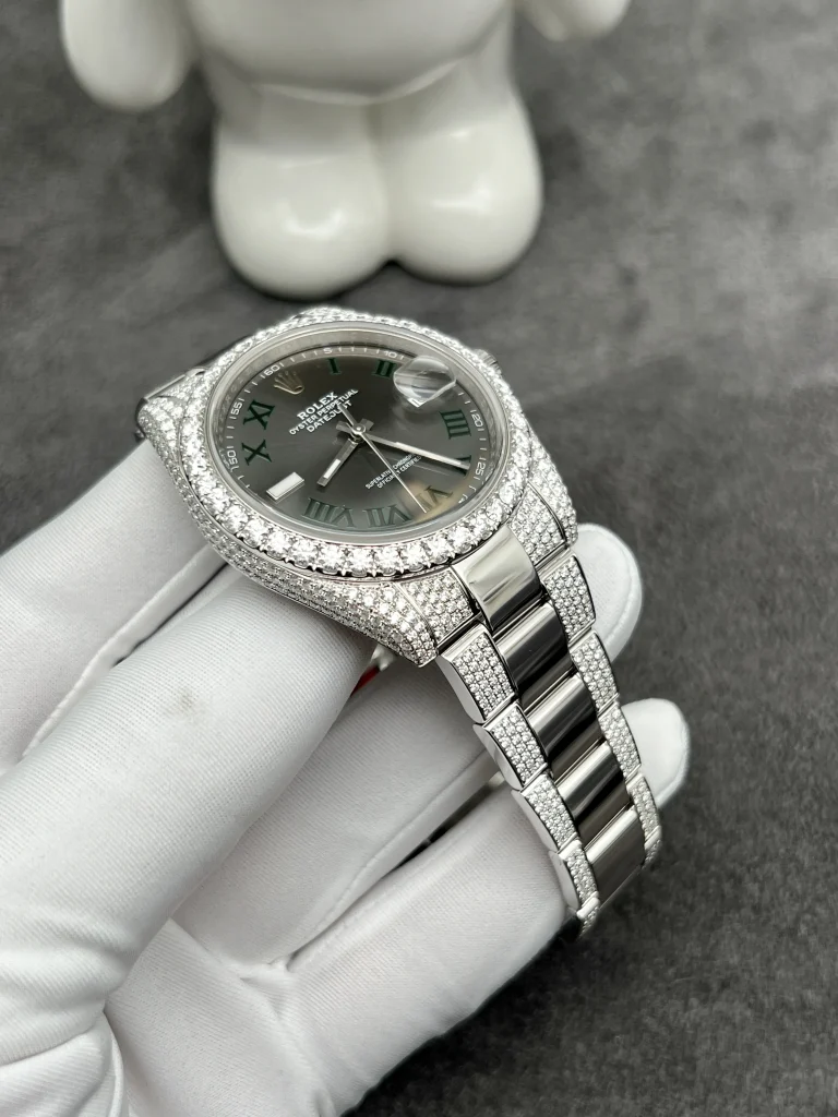 Rolex DateJust Customize Moissanite Diamonds Wimbledon Dial 41mm (1)