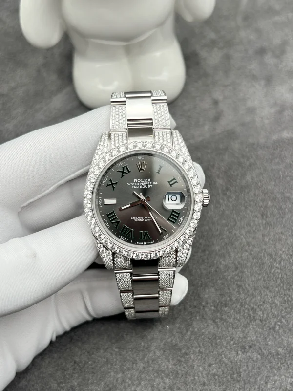 Rolex DateJust Customize Moissanite Diamonds Wimbledon Dial 41mm (1)