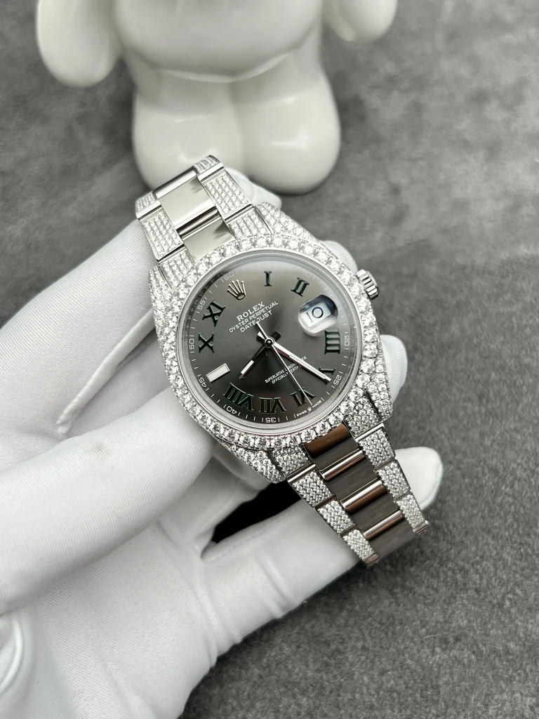 Rolex DateJust Customize Moissanite Diamonds Wimbledon Dial 41mm (1)