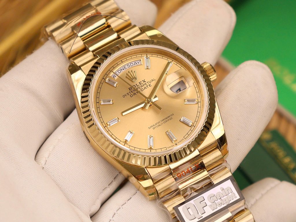 Rolex Day-Date 128238 Best Replica Watch Yellow Dial Weight 158gram QF Factory 36mm (2)