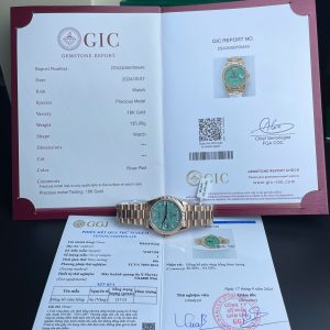 Rolex Day-Date 128238 Dial Turquoise Replica Watch Custom Gold Wrapped Weight 135gram 36mm (2)