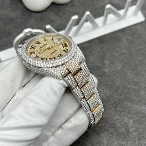 Rolex Iced Out Full Moissanite Diamonds DateJust Demi Gold 41mm (1)