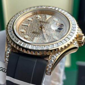 Rolex Yacht-Master Best Replica Watch Gold Wrapped + Moissanite Diamonds Custom 40mm (2)