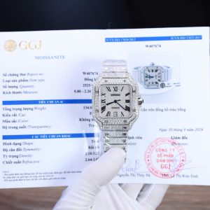 Cartier Santos Best Replica Watch Custom Moissanite Diamonds Hong Kong 39 (2)