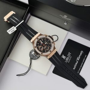 Hublot Replica Watch Big Bang Chronograph King Gold Black Dial Custom Moissanite Diamonds 44mm (2)