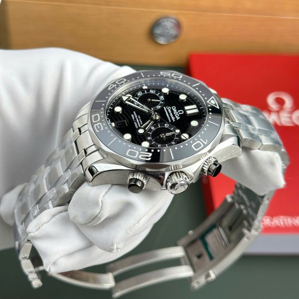 Omega Seamaster Diver 300M Chronograph Replica 1 1 Watch Black Dial N1 Factory 44mm (2)