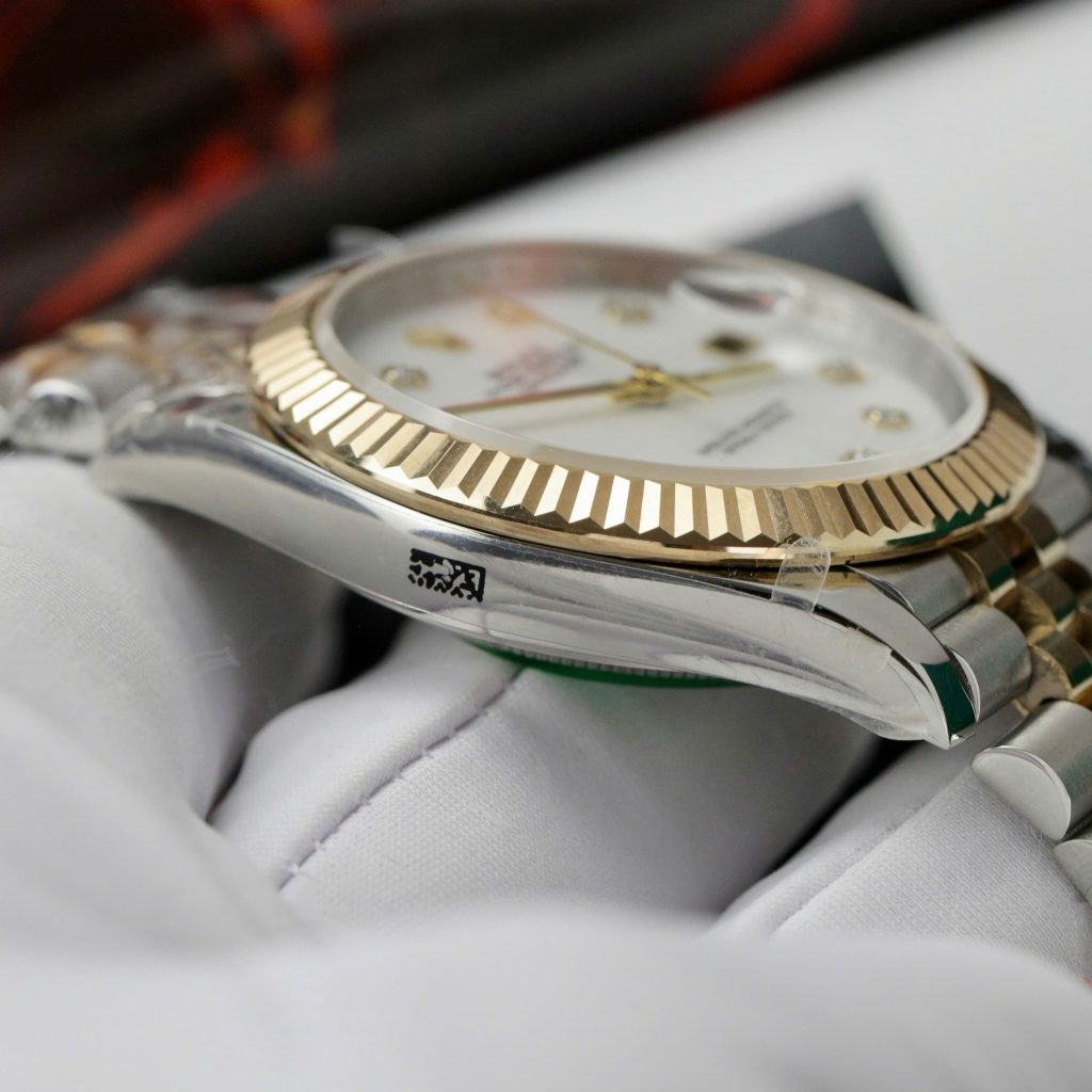Rolex DateJust Best Replica Watch Mother Of Pearl Dial Custom Gold Wrapped 41mm (2)