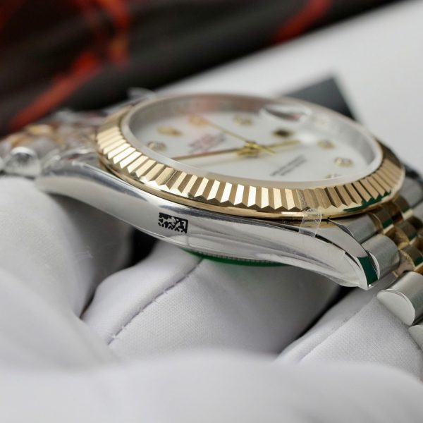 Rolex DateJust Best Replica Watch Mother Of Pearl Dial Custom Gold Wrapped 41mm (2)
