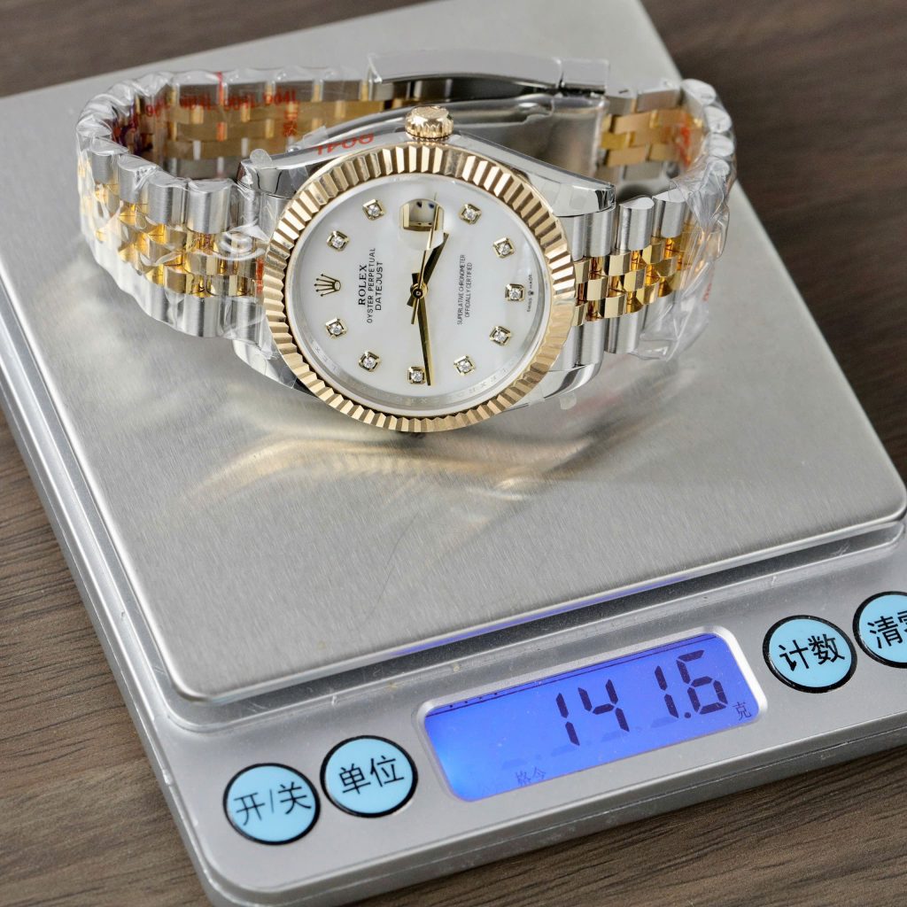 Rolex DateJust Best Replica Watch Mother Of Pearl Dial Custom Gold Wrapped 41mm (2)