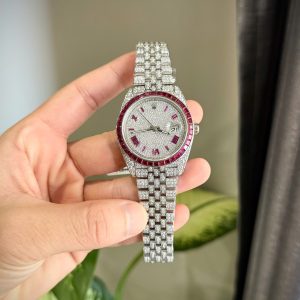 Rolex DateJust Best Replica Watch Ruby + Moissanite Diamonds Custom 41mm (2)