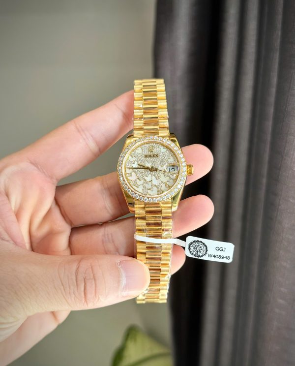 Rolex DateJust 278278 Dial Butterfly Replica Watch Gold Wrapped + Moissanite Diamonds 31mm (2)