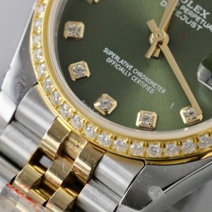 Rolex DateJust Best Replica Watch Green Dial Custom Gold Wrapped + Moissanite Diamond GMF 31mm (1)