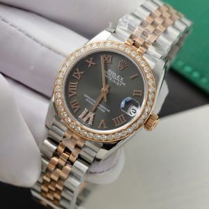 Rolex DateJust Replica 11 Watch Gray Dial Custom Moissanite Diamonds 31mm (2)