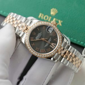 Rolex DateJust Replica 11 Watch Gray Dial Custom Moissanite Diamonds 31mm (2)