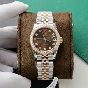 Rolex DateJust Replica Watch Chocolate Dial Custom Moissanite Diamonds 31mm (2)