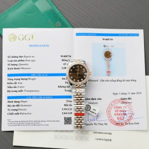 Rolex DateJust Replica Watch Chocolate Dial Custom Moissanite Diamonds 31mm (5)