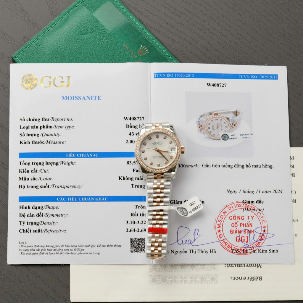 Rolex DateJust Replica Watch White Dial Custom Moissanite Diamonds 31mm (2)