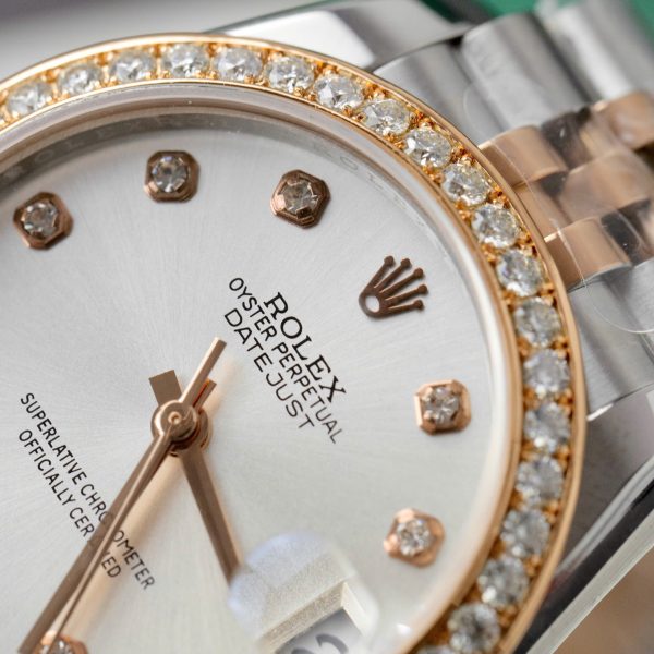 Rolex DateJust Replica Watch White Dial Custom Moissanite Diamonds 31mm (2)