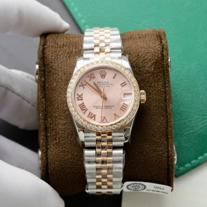 Rolex DateJust Replica Watches Pink Dial Custom Moissanite Diamonds 31mm (2)