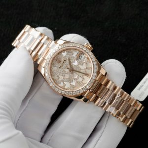 Rolex DateJust Womens Replica Watch Gold Wrapped + Moissanite Diamond Custom Hong Kong 31mm (2)