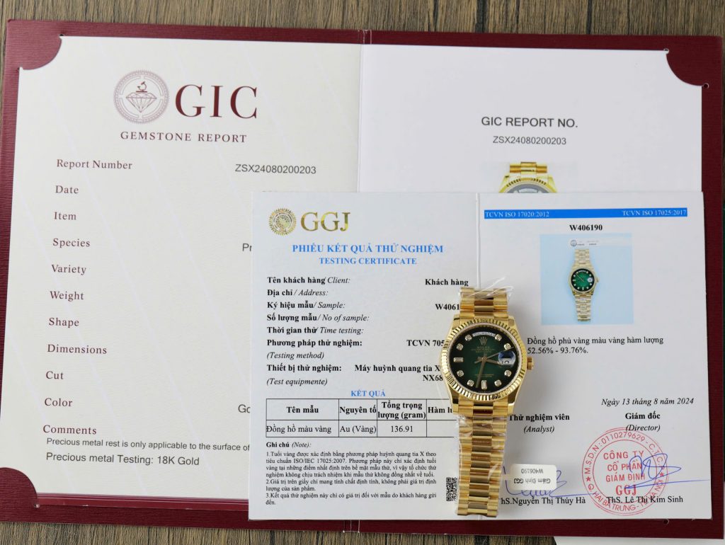 Rolex Day-Date 128238 Dial Green Ombre Replica Watch Gold Wrapped + Moisssanite Diamonds Custom 36mm (2)