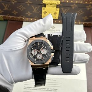 Audemars Piguet Royal Oak Offshore Chronograph 26420 Rose Gold Replica Watches Black Dial APP Factory 43mm (2)