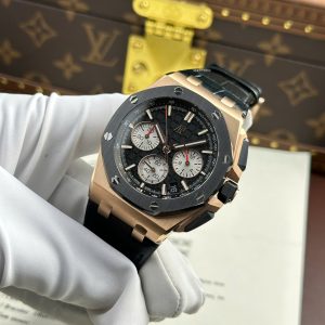 Audemars Piguet Royal Oak Offshore Chronograph 26420 Rose Gold Replica Watches Black Dial APP Factory 43mm (2)
