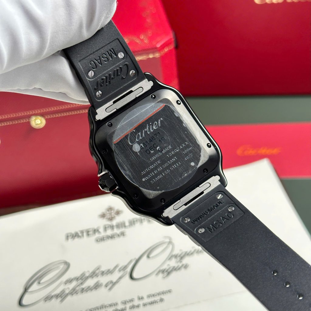 Cartier Santos Black Best Replica Watch Rubber Strap BV Factory 39 (2)