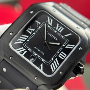 Cartier Santos Black Best Replica Watch Rubber Strap BV Factory 39 (2)