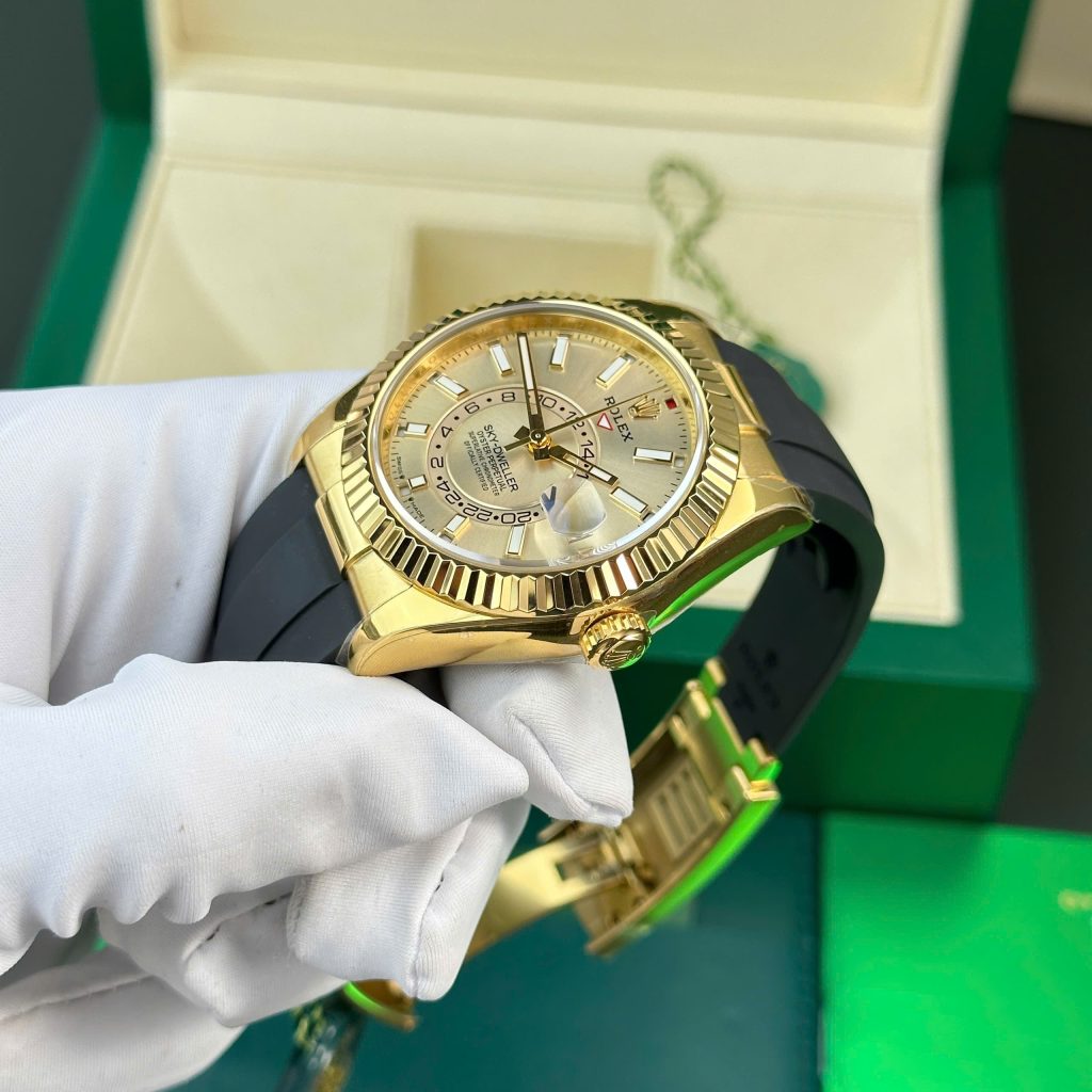 Rolex Sky-Dweller 326238 Yellow Dial Replica Watch Weight 190 Gram ZF Factory 42mm (1)