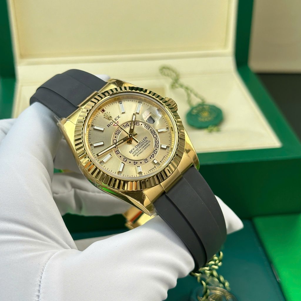 Rolex Sky-Dweller 326238 Yellow Dial Replica Watch Weight 190 Gram ZF Factory 42mm (1)