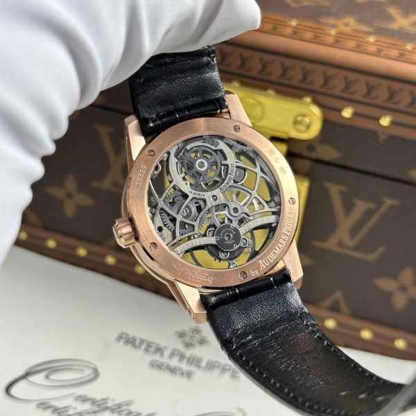 Audemars Piguet 26600 Tourbillon Openworked Replica 11 Watch Black Leather Strap 41mm (2)