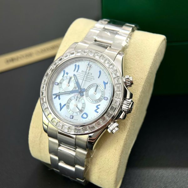 Rolex Cosmograph Daytona Best Replica Watch Custom 18K Solid White Gold + Natural Diamonds 40mm (11)