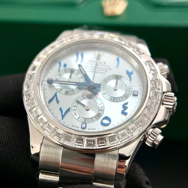 Rolex Cosmograph Daytona Best Replica Watch Custom 18K Solid White Gold + Natural Diamonds 40mm (2)